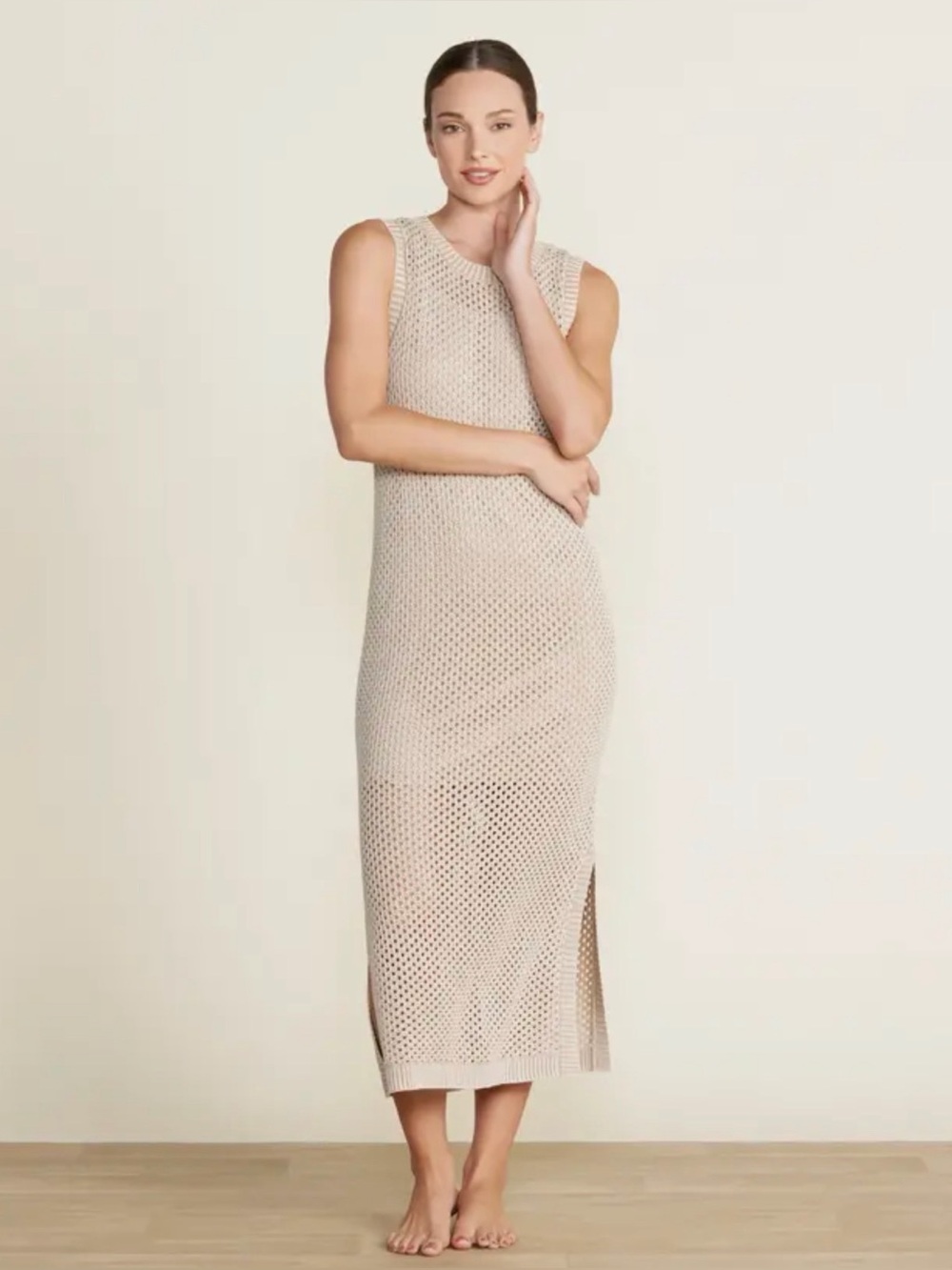 Barefoot dreams sun bleached maxi dress in stone size medium